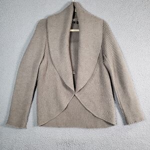 Berretti Merino Wool Shawl Collar Open Front Cardigan Sweater Medium Taupe Italy